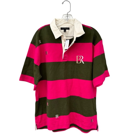 NWT Banana Republic Striped LOGO RUGBY SHIRT - Size Medium - 100% Cotton - Picture 2 of 10